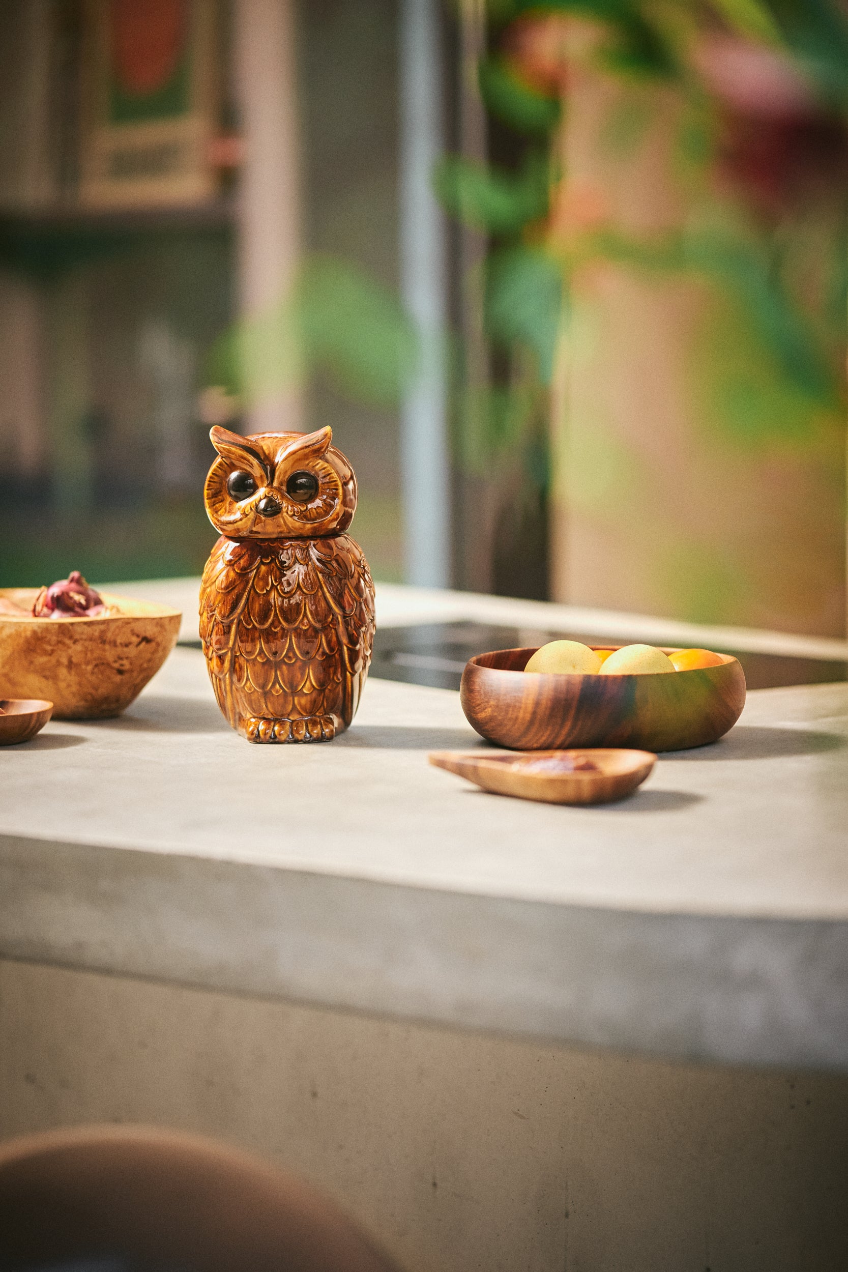 Ceramic owl jar roasted -  HKliving