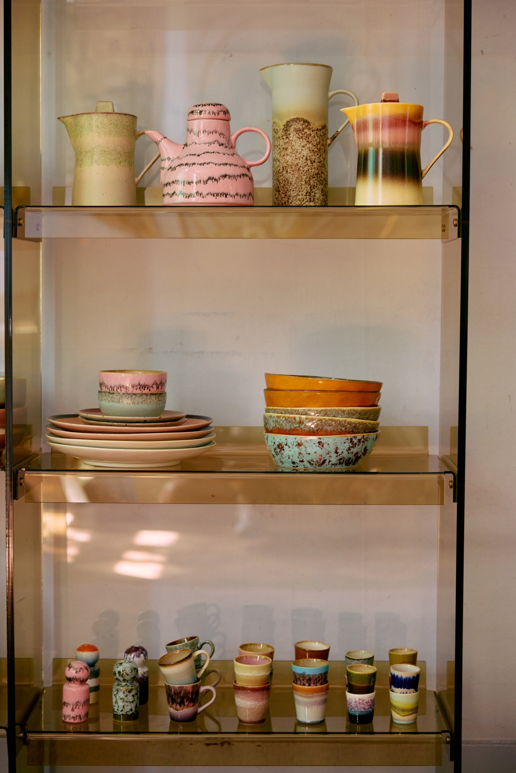 70s ceramics: espresso mugs brutalism, set of 4