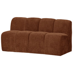 MOJO EETBANKJE 164 CM MET RUGLEUNING RIBSTOF ROESTBRUIN