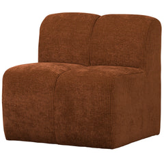 MOJO EETBANKJE 84 CM MET RUGLEUNING RIBSTOF ROESTBRUIN