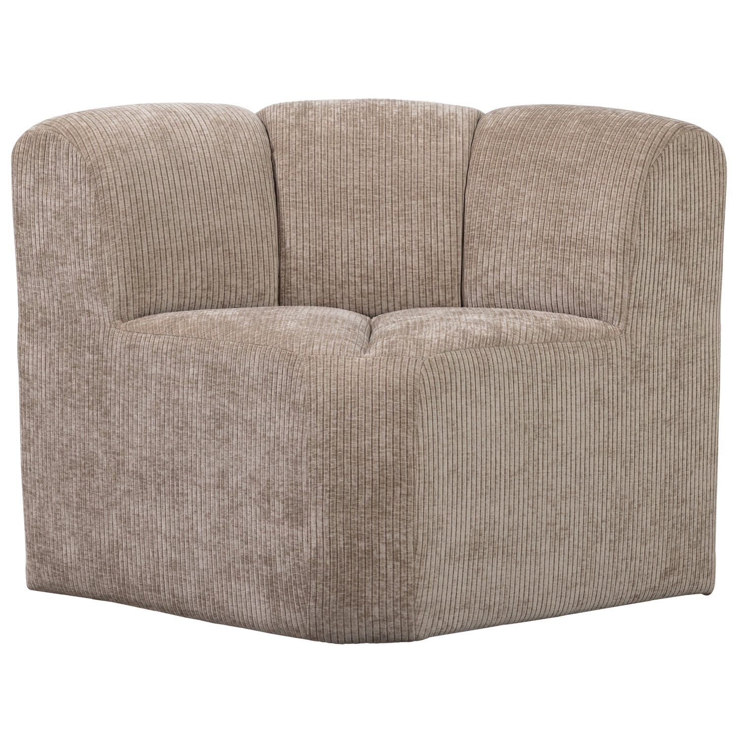 MOJO EETBANKJE HOEK MET RUGLEUNING RIBSTOF DONKER ZAND