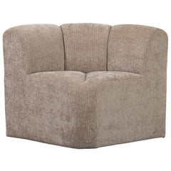 MOJO EETBANKJE HOEK MET RUGLEUNING RIBSTOF DONKER ZAND