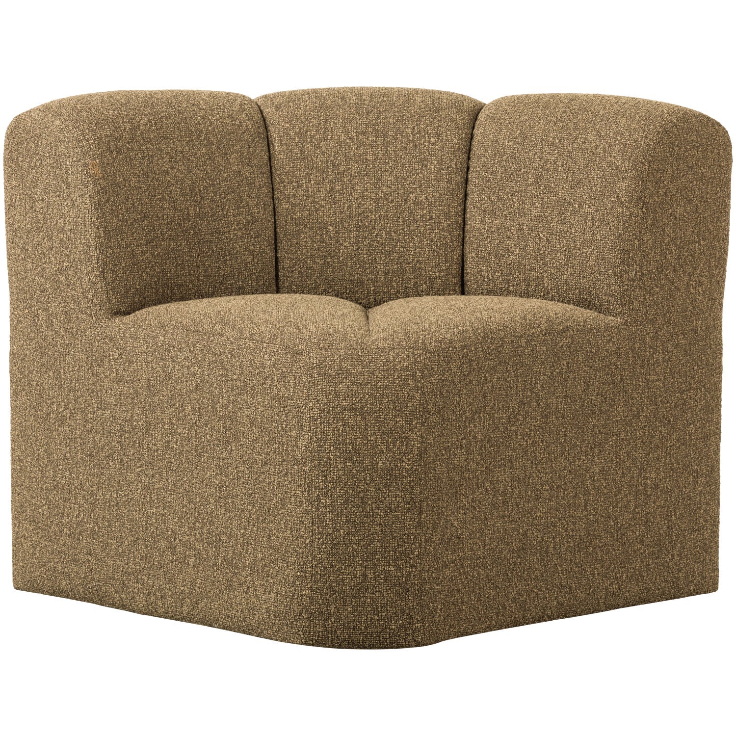 MOJO EETBANKJE HOEK MET RUGLEUNING BOUCLÉ GEEL/BRUIN MELANGE