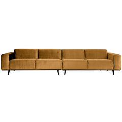 STATEMENT XL 4-ZITS BANK 372 CM FLUWEEL HONINGGEEL