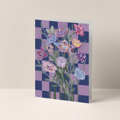 Checkerboard blauw/roze - A6 postkaart
