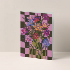 Checkerboard Groen/roze - A6 postkaart