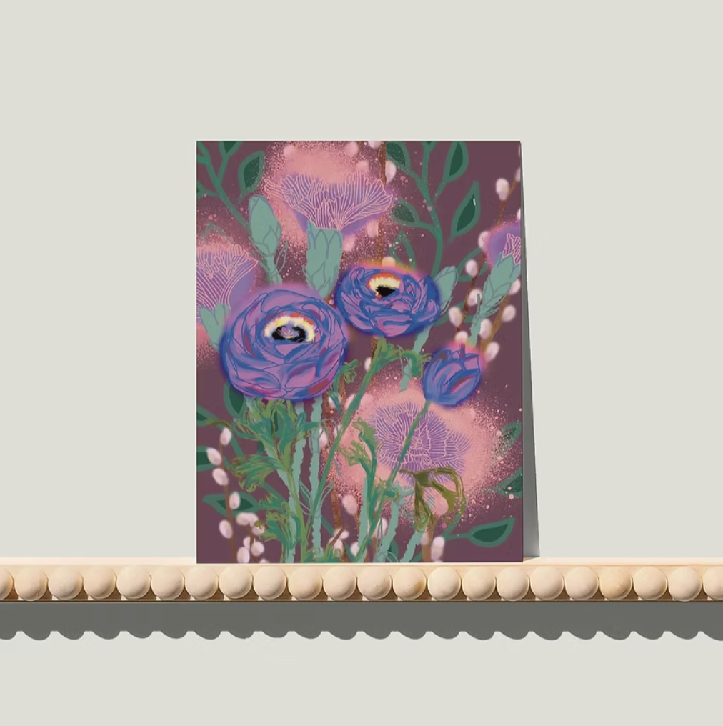 Pioenroos Pastel - A6 postkaart