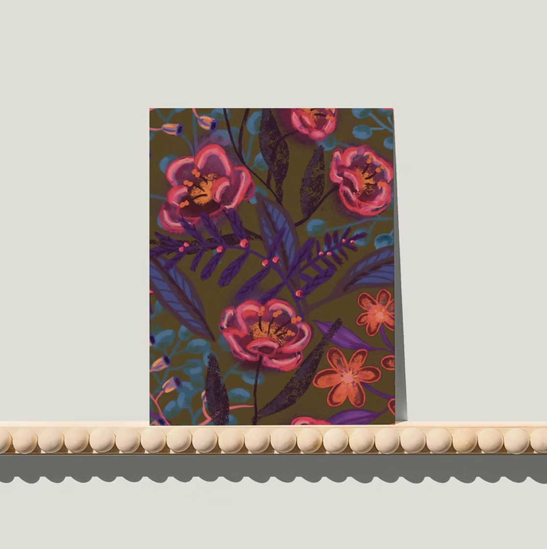 Flower Dreams Sepia - A6 postkaart