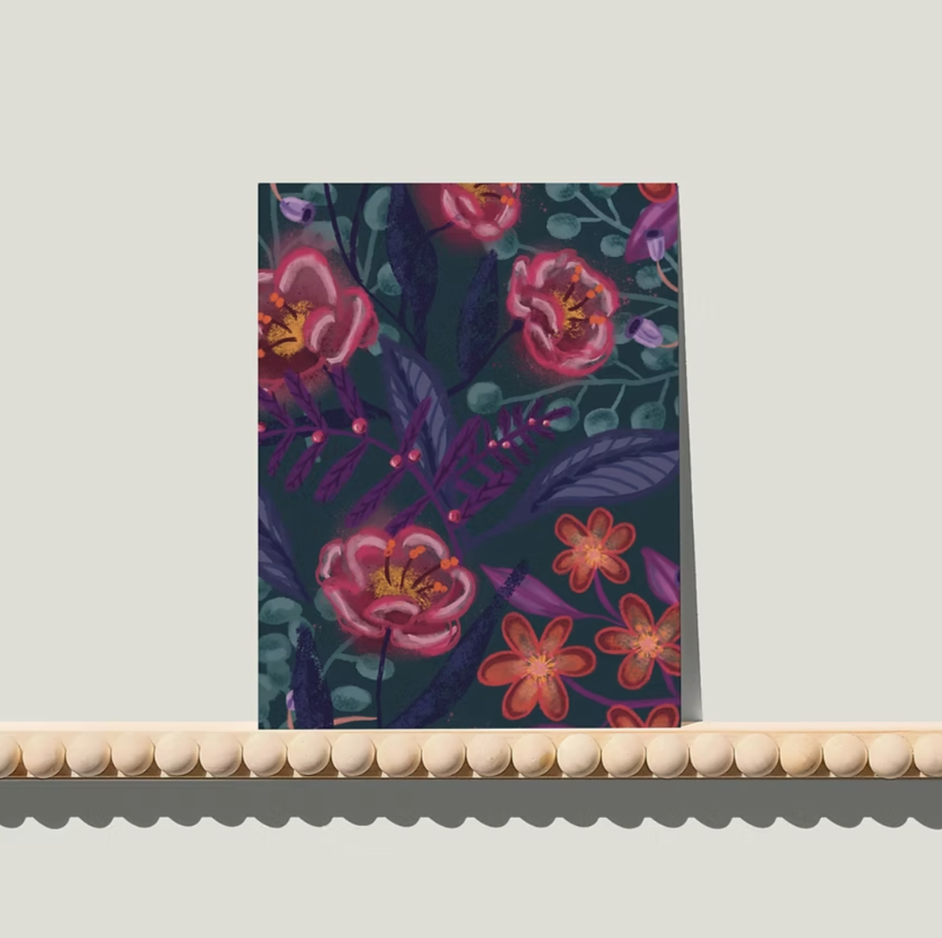 Flower Dreams Petrol - A6 postkaart