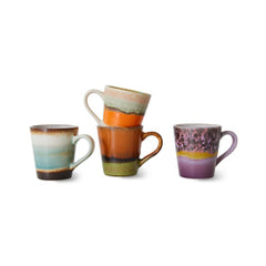 70s ceramics: espresso mugs, retro (set of 4)