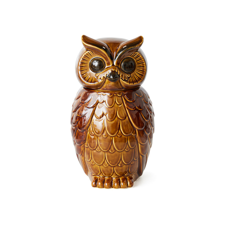 Ceramic owl jar roasted -  HKliving