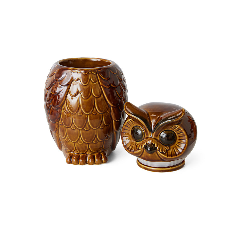 Ceramic owl jar roasted -  HKliving