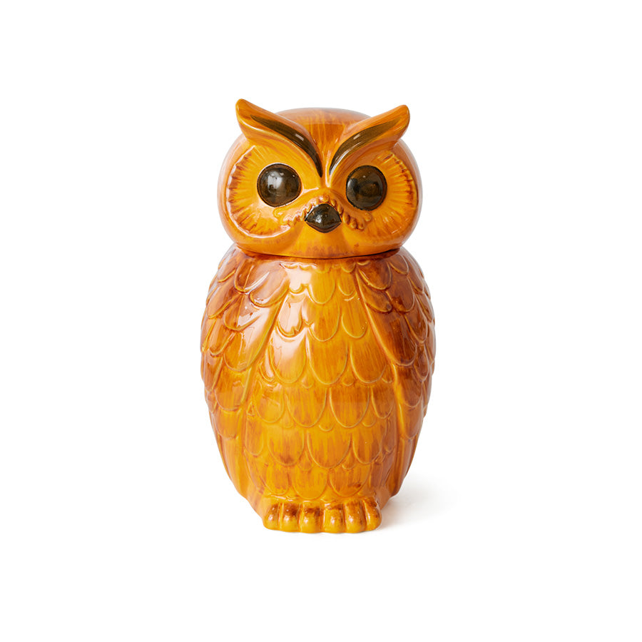 Ceramic owl jar tangerine -  HKliving