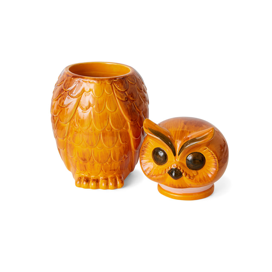 Ceramic owl jar tangerine -  HKliving