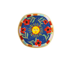 Bord met Zon en Bloemen - Donkerblauw