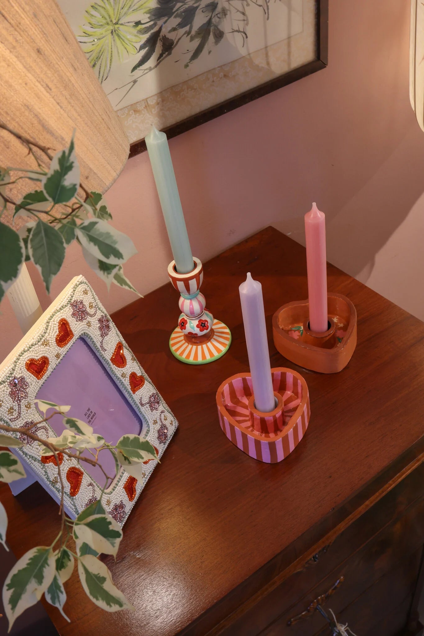 Kaarsenhouder Hart met Bloemen