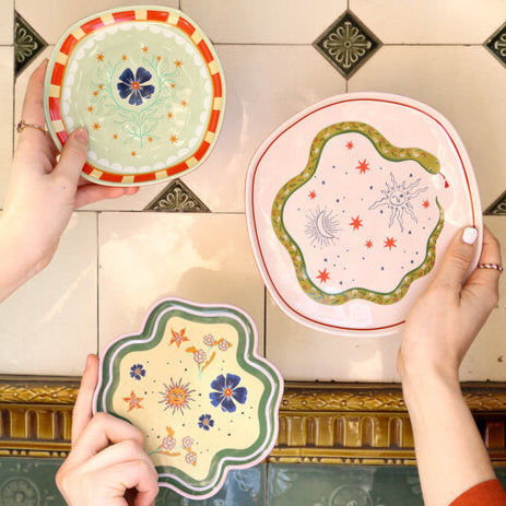 Serveerbord met Bloemen - Groen