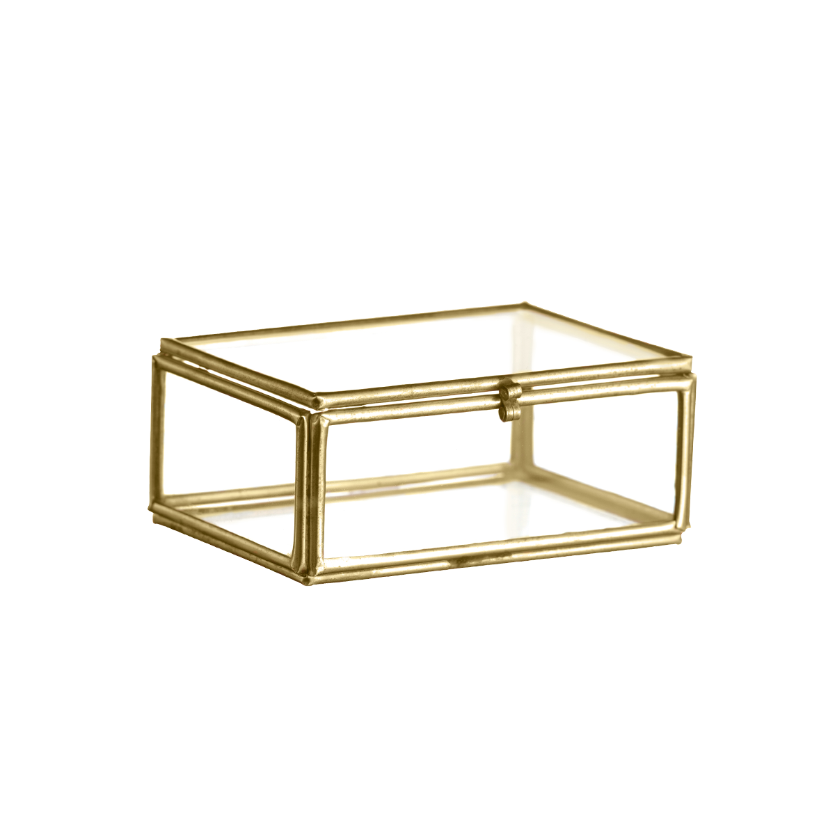 Rectangular glass box brass - small