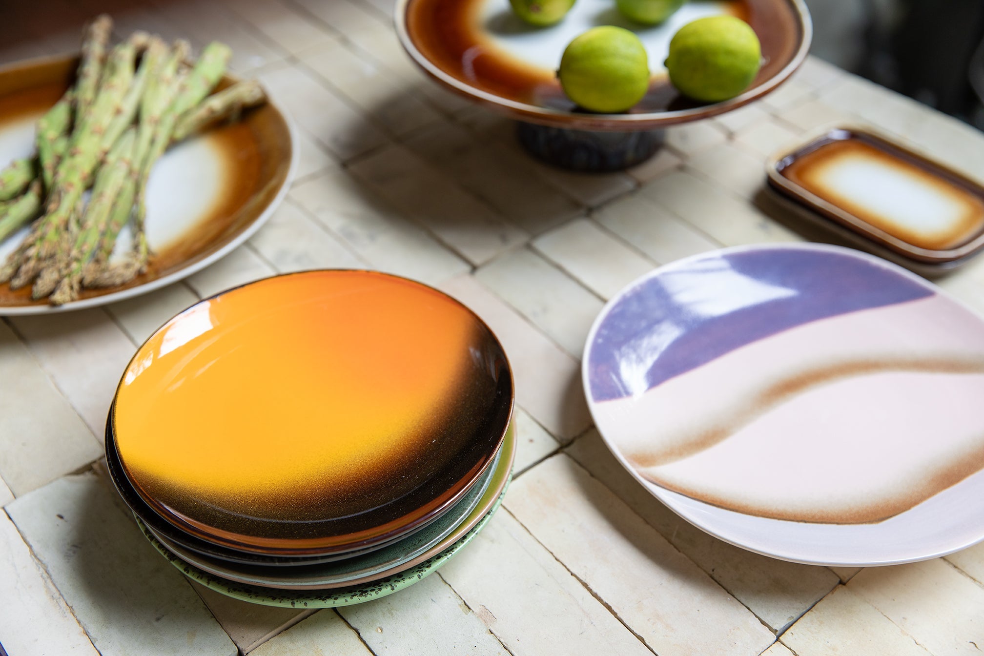 70s ceramics: dessert plates, sunshine (set of 2)