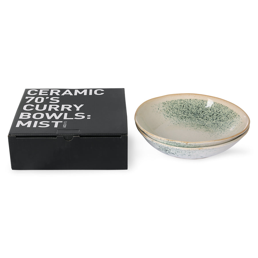 70s ceramics: curry bowls, mist (set of 2)