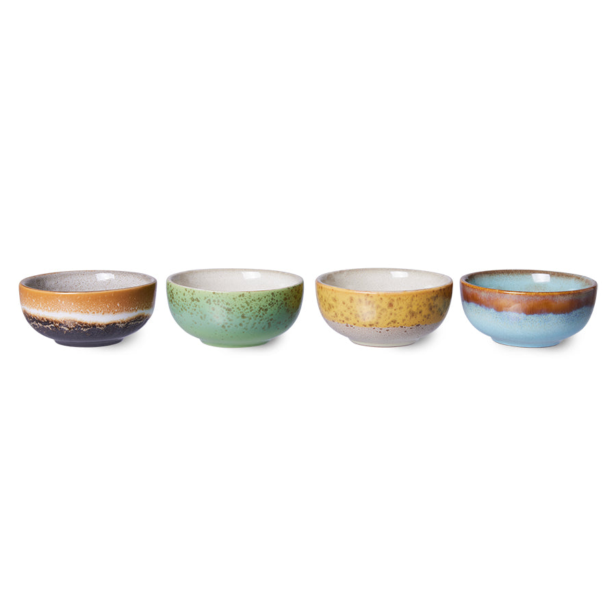 70s ceramics: XS bowls, castor (set of 4)