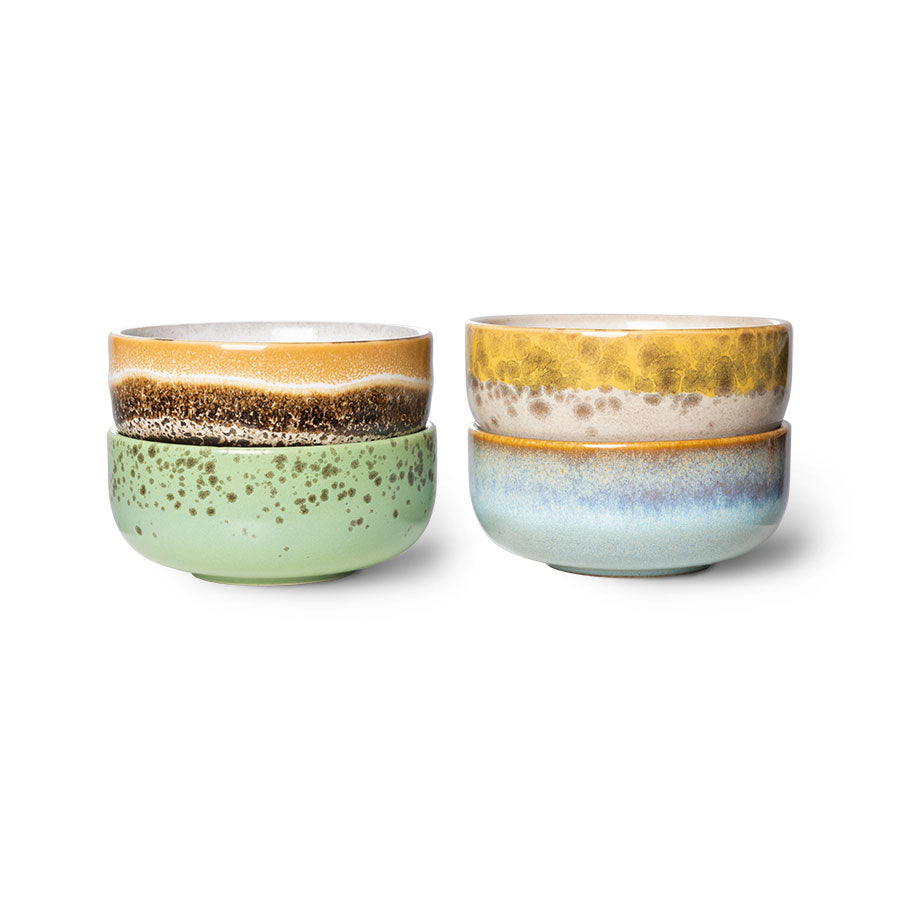 70s ceramics: XS bowls, castor (set of 4)