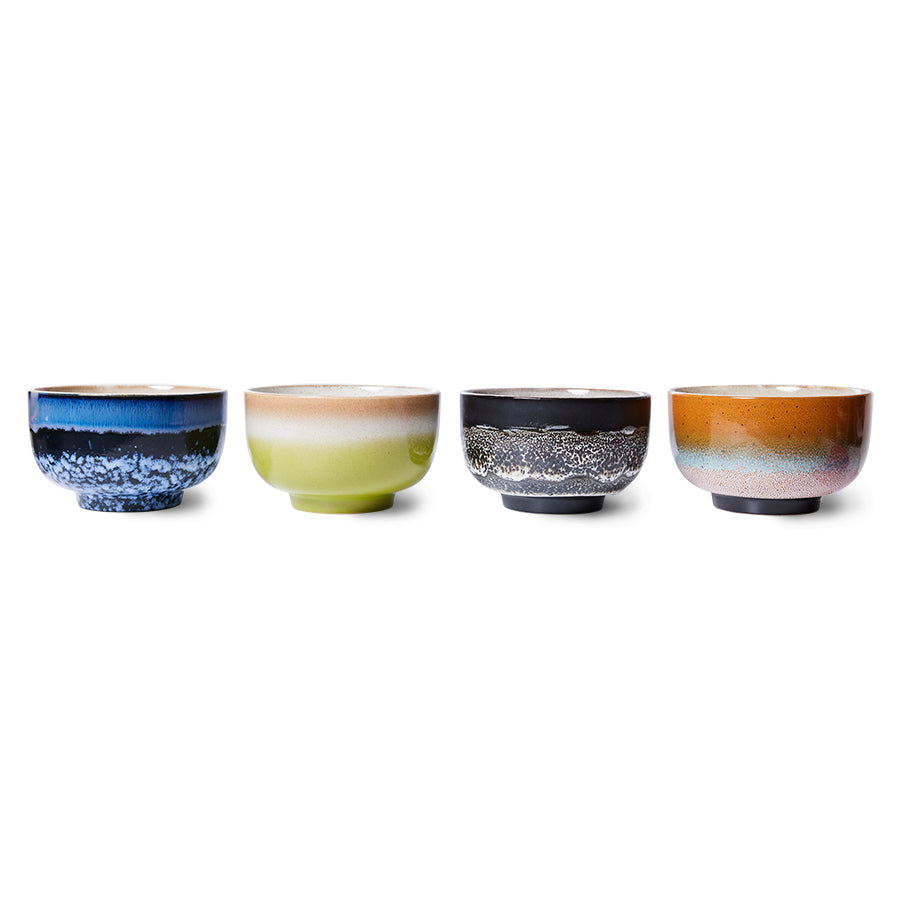 70s ceramics: noodle bowls, Groovy (set of 4)