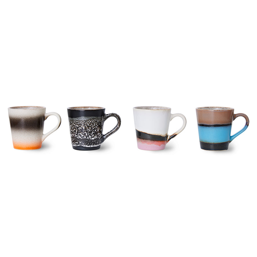 70s ceramics: espresso mugs, Funky (set of 4)