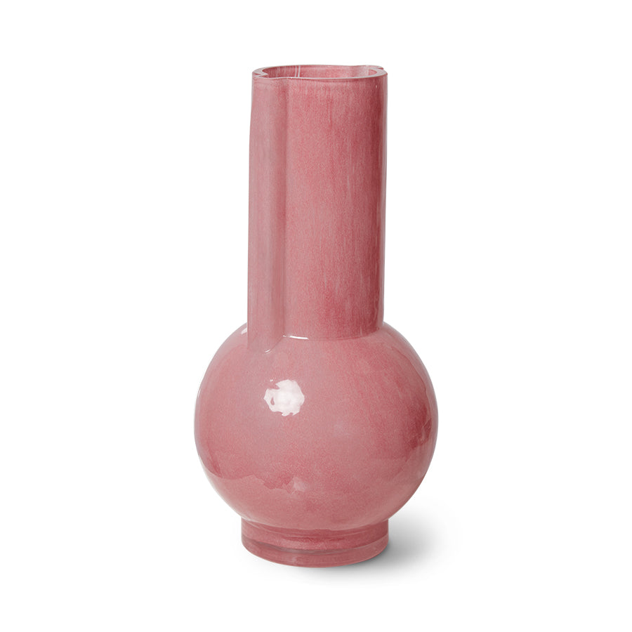 Glass vase flamingo pink