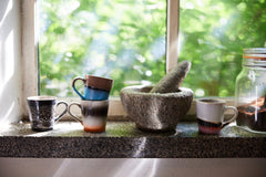 70s ceramics: espresso mugs, Funky (set of 4)