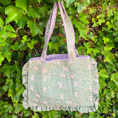 Tas bloemen, wit/groen