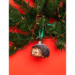 Glazen kerst decoratie bruine egel H6cm
