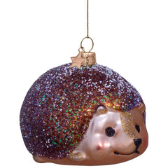 Glazen kerst decoratie bruine egel H6cm
