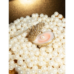 Glazen kerst decoratie champagne glitter oester H7cm