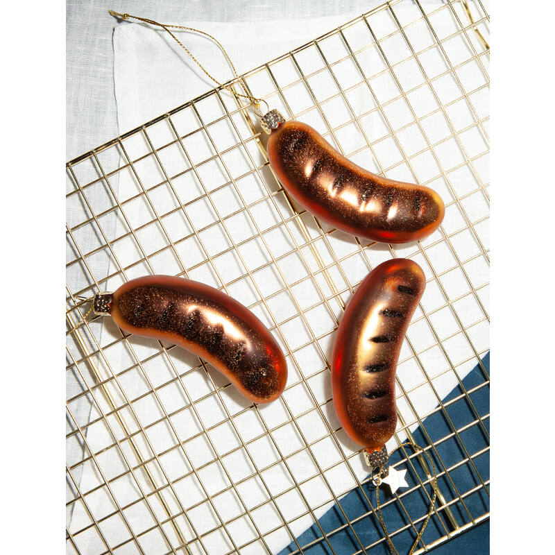 Ornament glass brown sausage H10.5cm