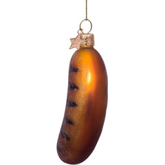 Ornament glass brown sausage H10.5cm
