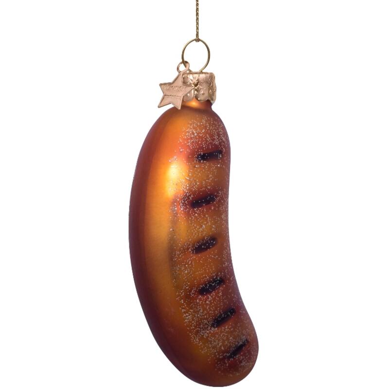 Ornament glass brown sausage H10.5cm