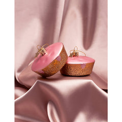 Ornament glass roze koek H6cm