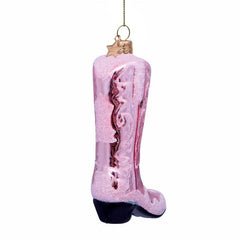 Ornament glass skin pink cowboy boot H12cm
