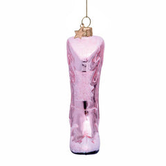 Ornament glass skin pink cowboy boot H12cm