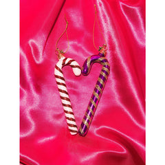 Ornament glass love pink candy cane H16.5cm