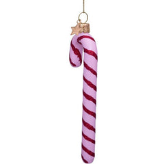 Ornament glass love pink candy cane H16.5cm