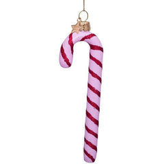 Ornament glass love pink candy cane H16.5cm