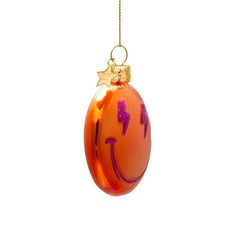 Ornament glass orange smiley H7.5cm