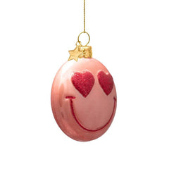 Ornament glass pink orange smiley H7.5cm