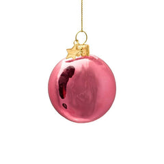 Ornament glass rose pink smiley w/ star eyes H7.5cm