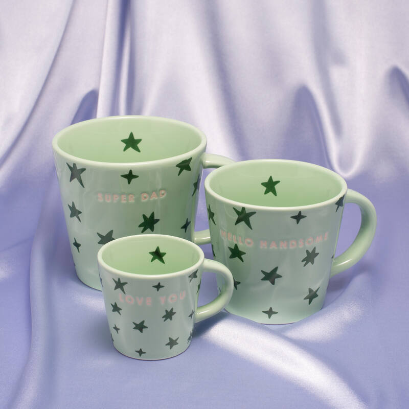 Ceramic espresso cup stars LOVE YOU light green 80ml