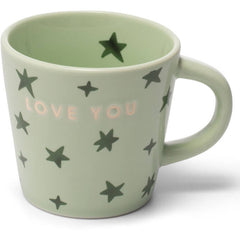 Ceramic espresso cup stars LOVE YOU light green 80ml