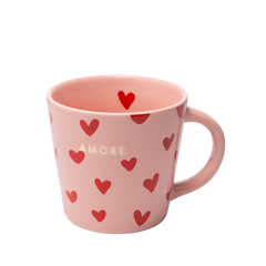 Ceramic cappuccino cup hearts AMORE pink 250ml