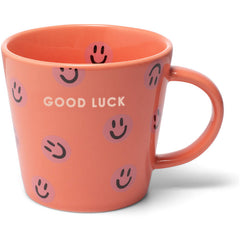 Ceramic cappuccino cup smileys GOOD LUCK coral 250ml